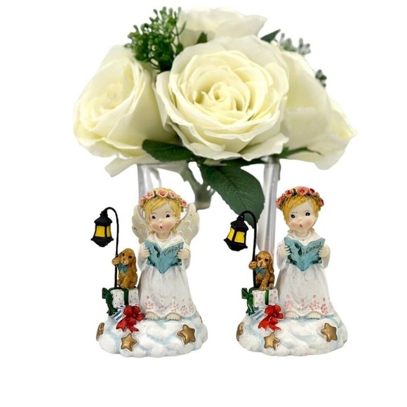 Vintage Anco Merchandise Choir Angels Puppy Christmas Figurines Set of 2 *See - Picture 6 of 7